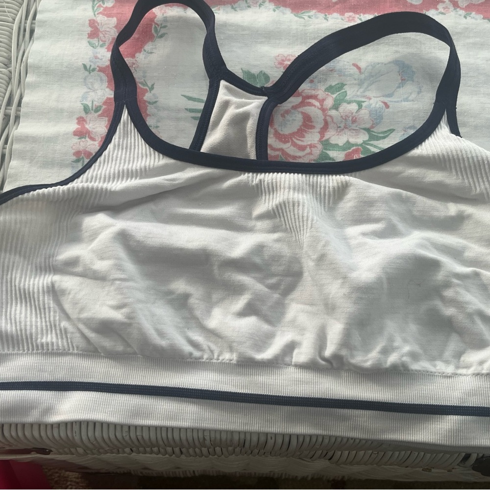 Champion White and Navy Sports Bra size XL